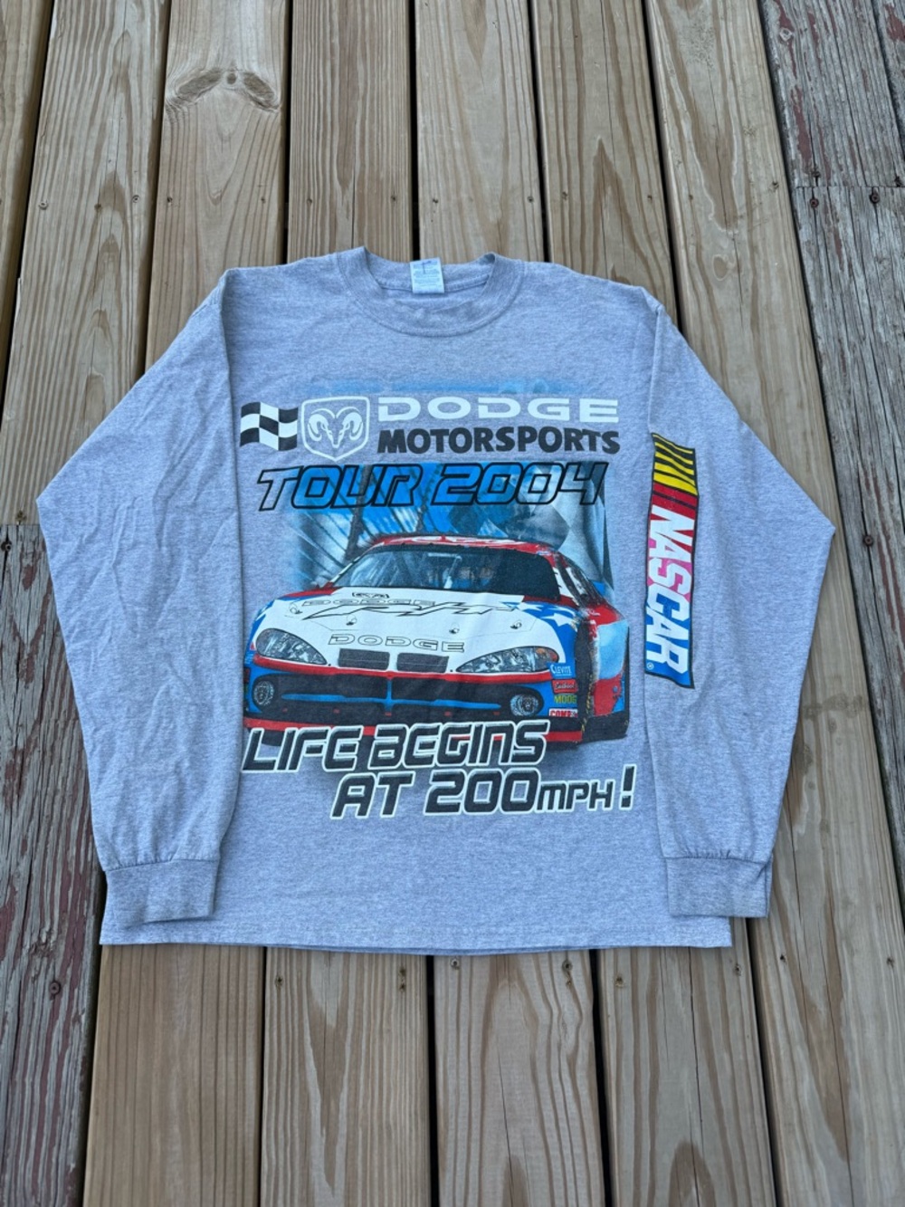 Vintage Dodge Ram Motorsports Tour 2004 Nascar Big Print Long sleeve T-shirt